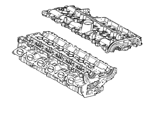 Black and white technical drawing of a Cylinder Head engine part from LR2 Parts