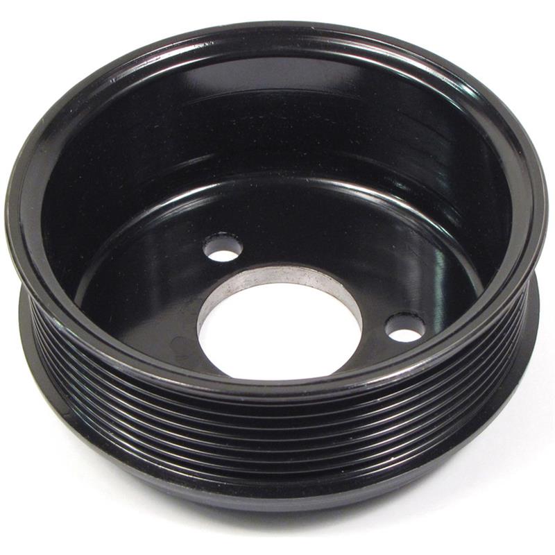 Black metal Land Rover Fan Pulley for Range Rover parts with grooved outer edge