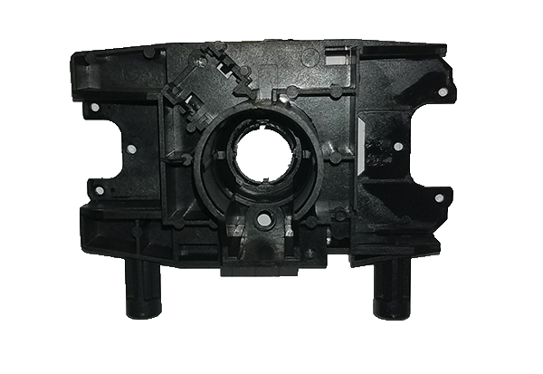 Black Discovery Parts housing component with central circular opening and mounting features