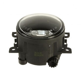 Round black LR3 and LR4 fog light replacement part with mounting brackets and electrical connector