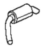 Black and white illustration of a muffler for LR3 and LR4 parts