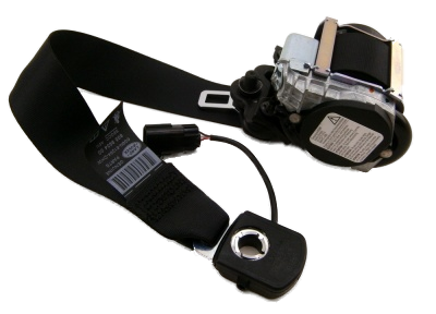 LR2 Parts seat belt retractor with black strap and metal mounting for vehicle safety