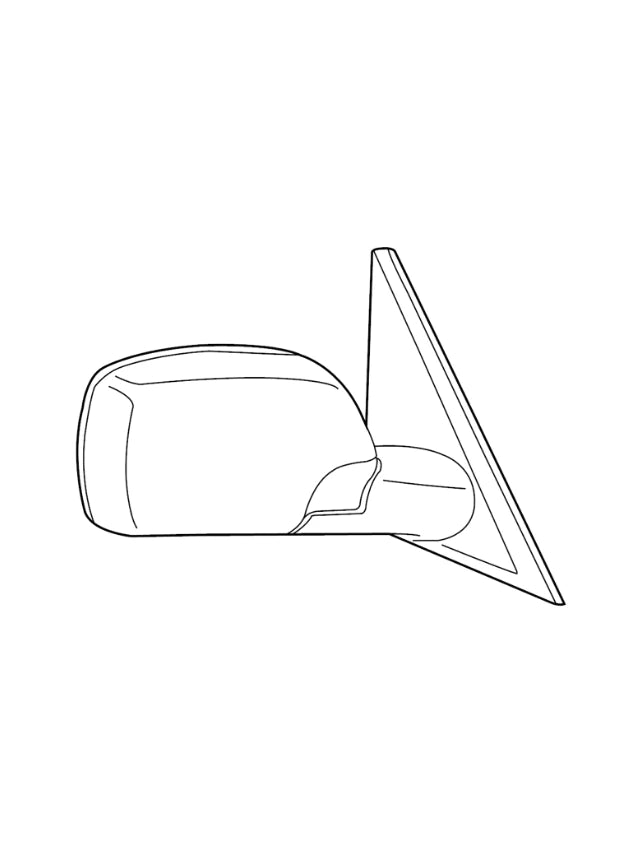 Black and white line drawing of a Side View Mirror for a vehicle with mounting base
