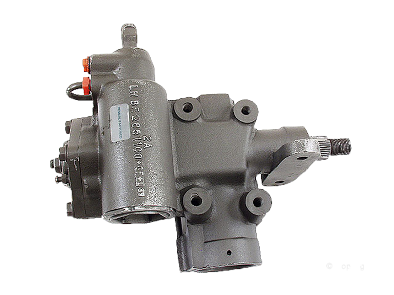 Discovery Parts steering gear component in gray metal with mounting points and gear shaft