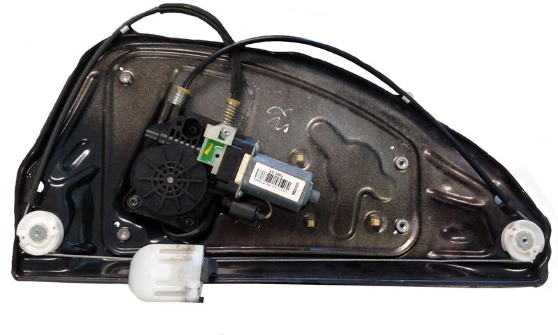 LR2 Parts Window Regulator for vehicle door with motor and cables in black metal frame