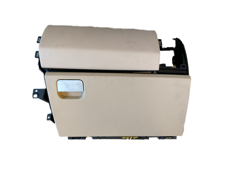 Beige Glove Box replacement part for LR3 and LR4 vehicles with latch and mounting brackets