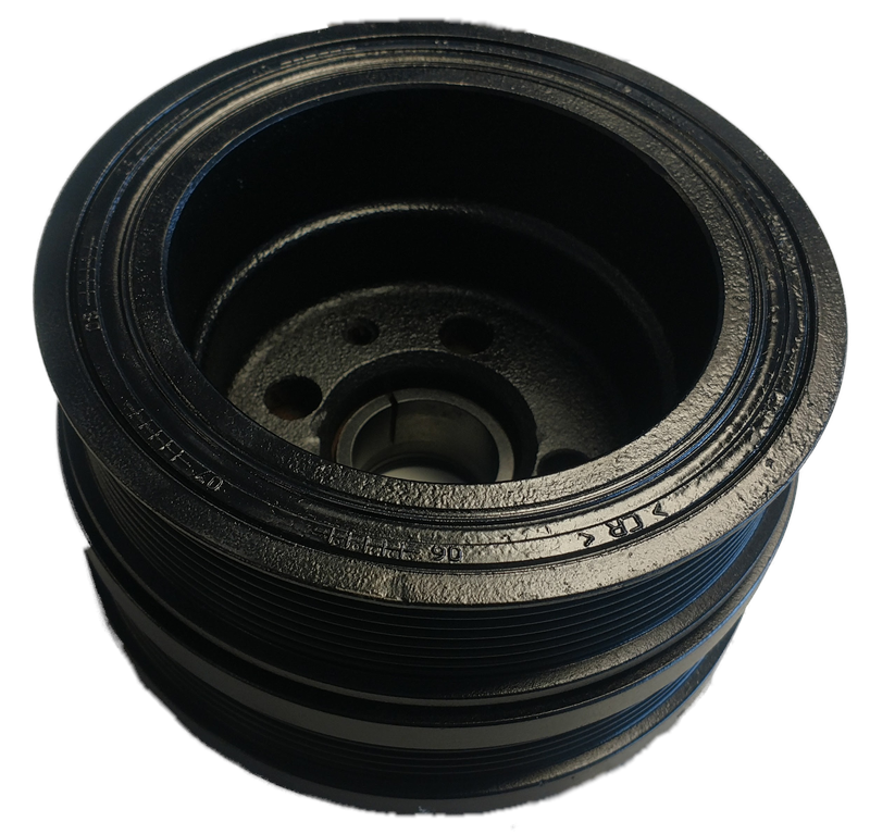 Black metal Range Rover parts harmonic balancer with grooves and mounting holes