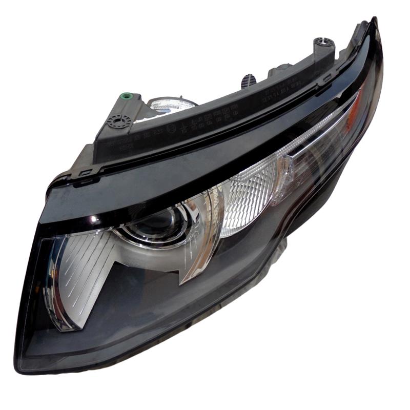 Evoque Headlight Assembly for vehicle replacement with clear lens and black housing