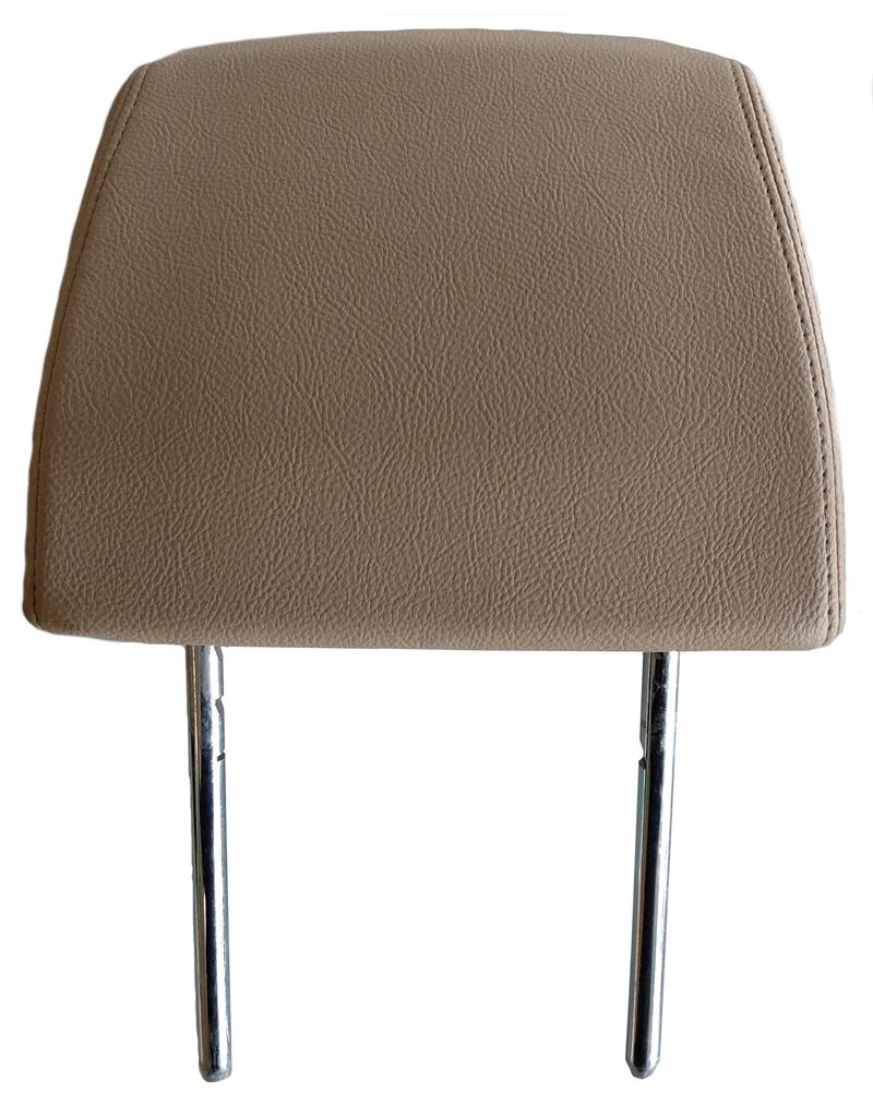 Beige leather Range Rover headrest with chrome mounting rods replacement part