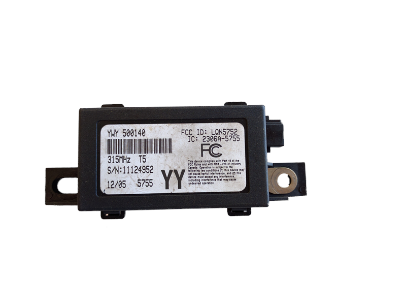 Black Keyless module for Range Rover parts with FCC label and serial number on white background