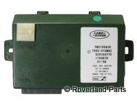 Discovery Parts green Alarm ECU control unit with white label and mounting tabs