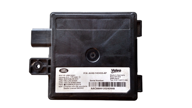 Black Range Rover Blind Spot Module with manufacturer label and part number