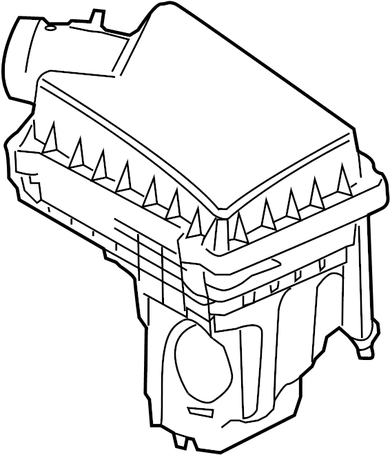 Black and white line drawing of a Land Rover LR2 air filter housing part for engine air intake