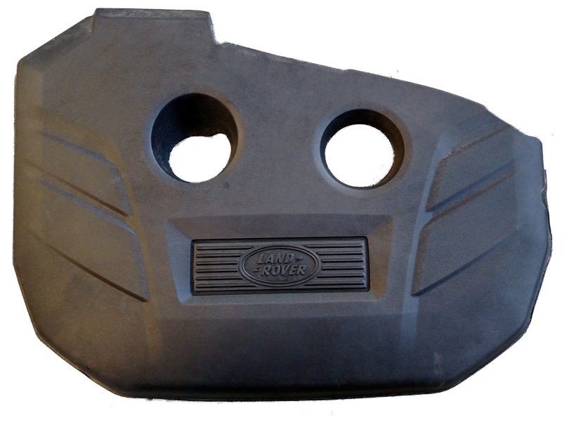 Black Land Rover LR2 Parts Engine Cover with Land Rover logo and circular cutouts