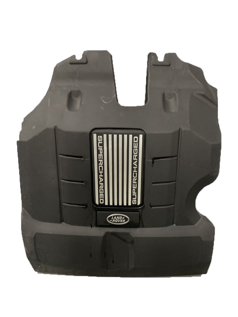 Range Rover engine cover with supercharged emblem in black plastic for engine protection