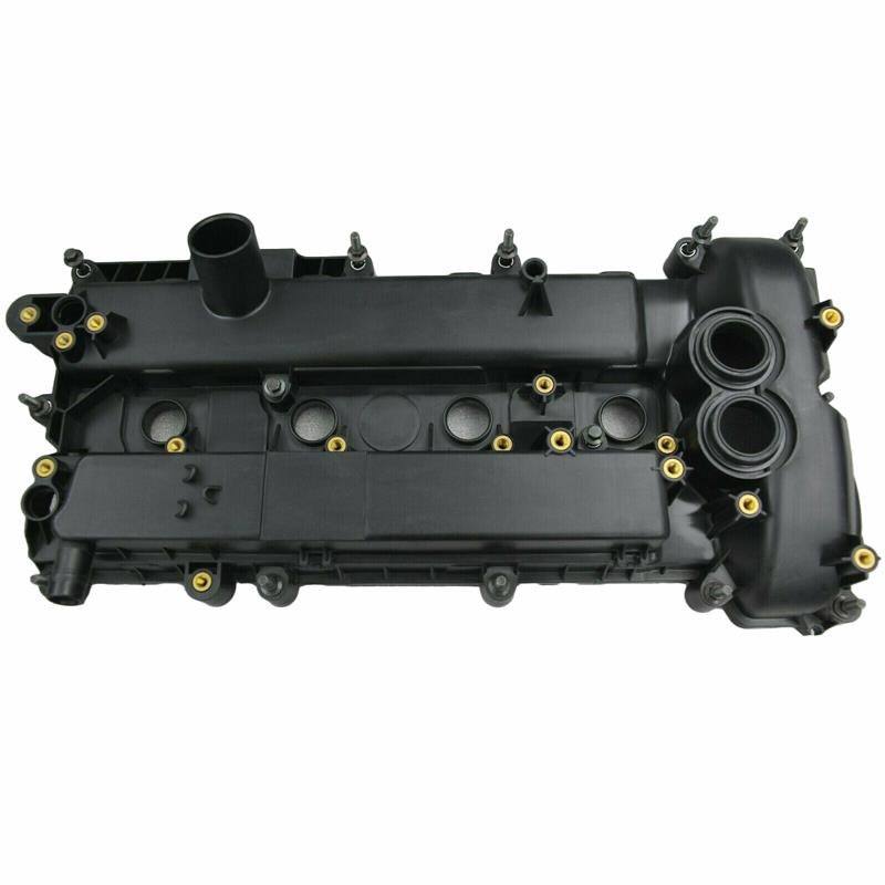 Black plastic engine valve cover for Land Rover Evoque parts with multiple bolt holes