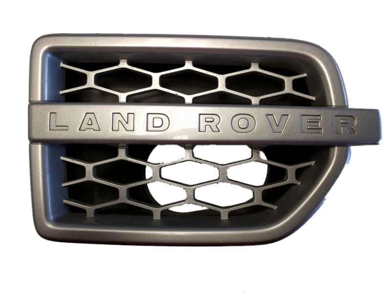 Land Rover LR3 LR4 vehicle side vent grille accessory with lettering emblem