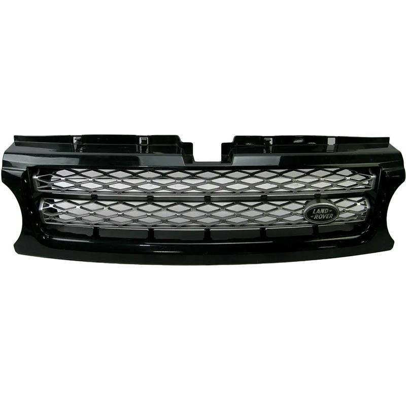Land Rover Range Rover front grille replacement in Gloss Black with silver mesh and Land Rover badge