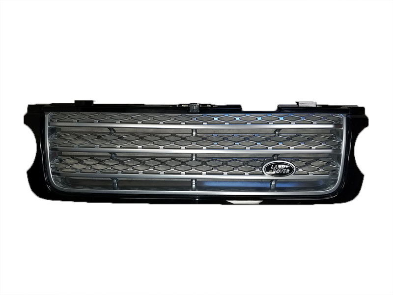 Range Rover grille with Land Rover emblem in silver and black for vehicle front replacement