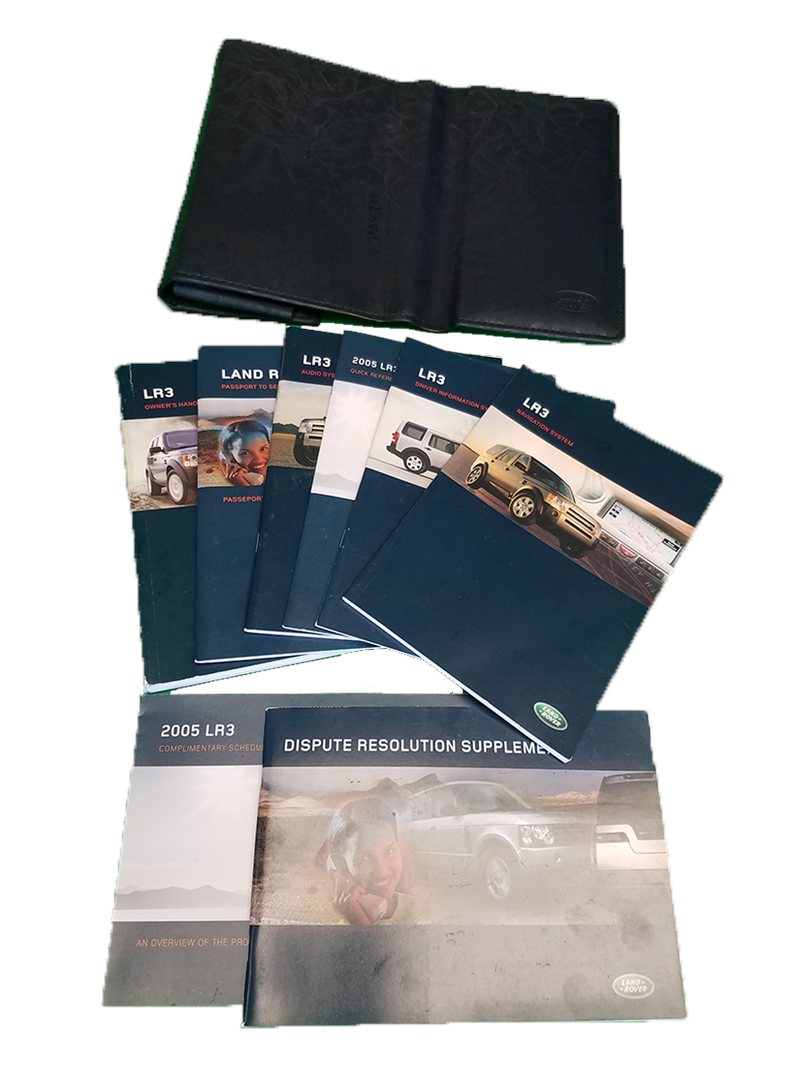 LR3 Owners Manual set with black folder and multiple booklets for LR3 and LR4 parts