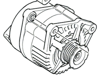 Range Rover Alternator replacement part line drawing showing pulley mounting points and housing details