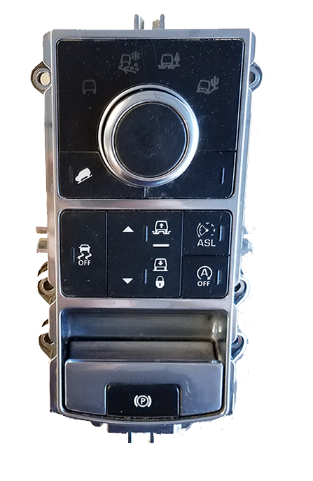 Range Rover Traction Control center console module with rotary drive mode knob and electronic parking brake switch