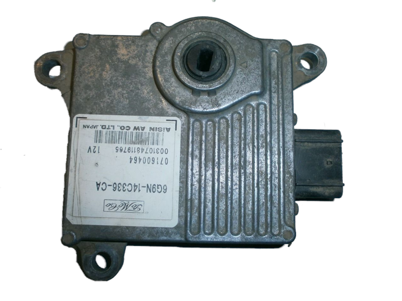 Metal electronic control unit part for Land Rover vehicle with connector port and mounting holes
