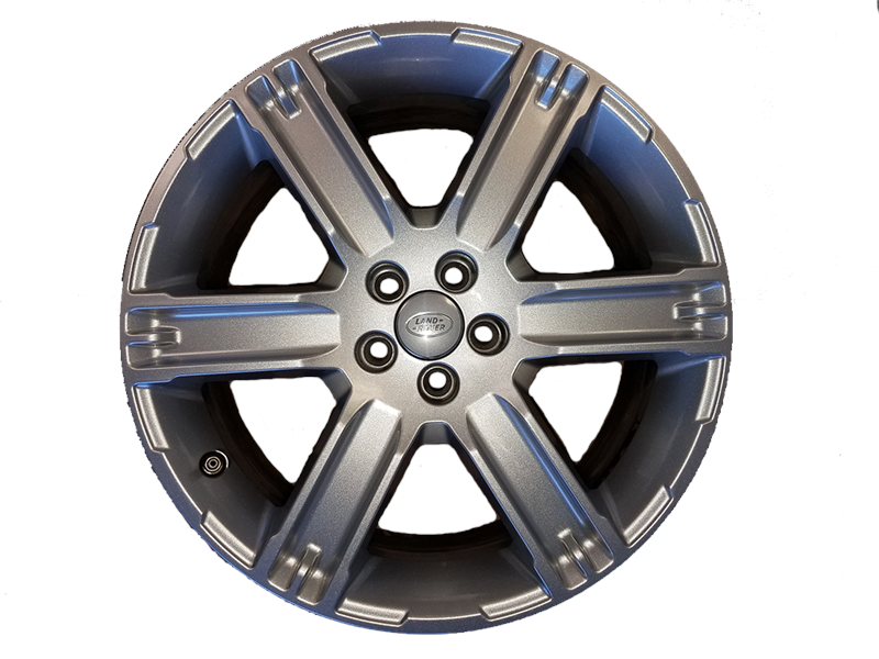 Range Rover Evoque spare alloy wheel with five-spoke design and logo center cap