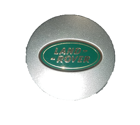 Land Rover Discovery Parts Wheel Center Cap with silver finish and green logo emblem