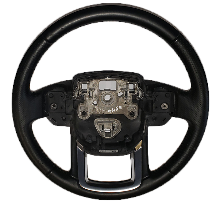 Range Rover Parts black leather Steering Wheel without airbag on black background