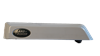Silver lock cover with rounded edges designed to protect door locking mechanism