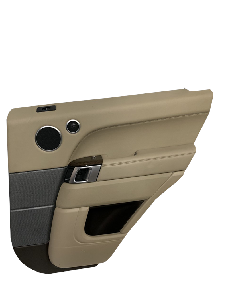 Range Rover beige and black door trim panel with speaker and handle for vehicle interior