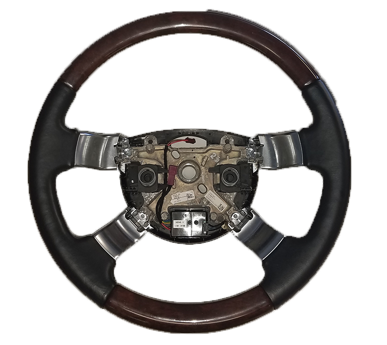 Range Rover steering wheel with Burl Walnut wood and black leather trim without airbag assembly