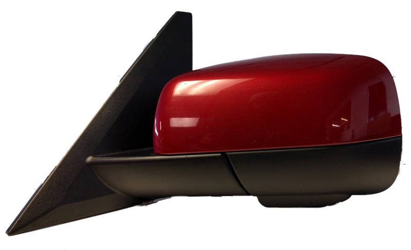 Red and black Range Rover side mirror replacement part for driver side with smooth glossy finish