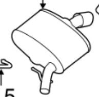 Range Rover muffler replacement part for exhaust system with inlet and outlet pipes