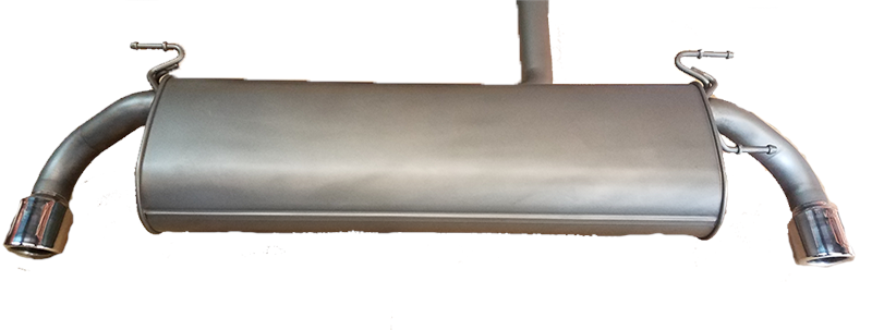 LR2 Parts muffler with dual exhaust pipes in stainless steel for vehicle exhaust systems