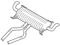 OEM Range Rover muffler 2003-2005 diagram showing exhaust system part for Range Rover vehicle