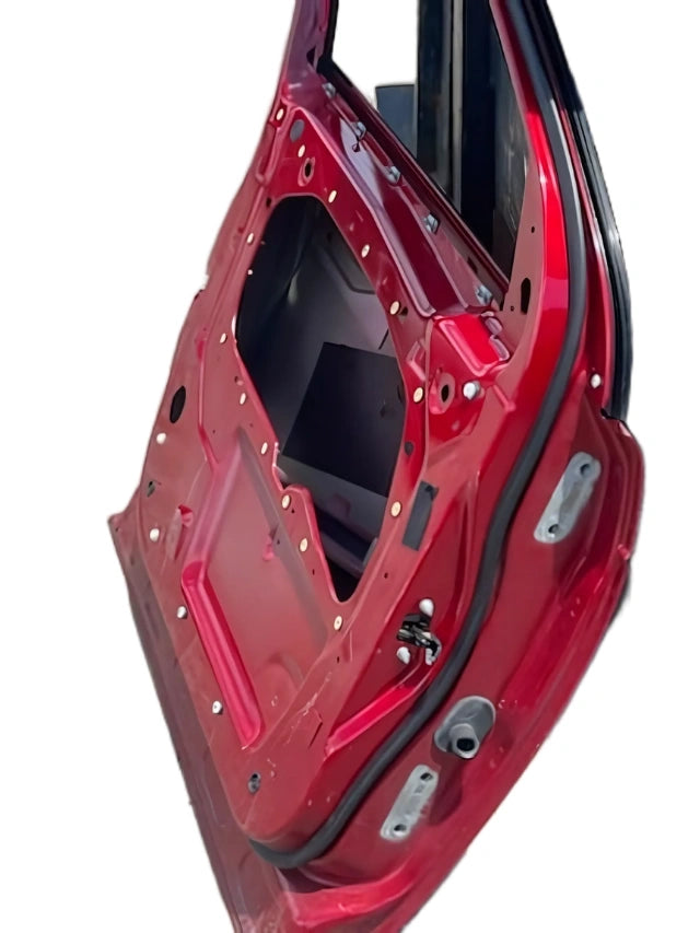 Roverland Parts red Right Front Door inner metal panel showing rubber seal latch openings and mounting holes