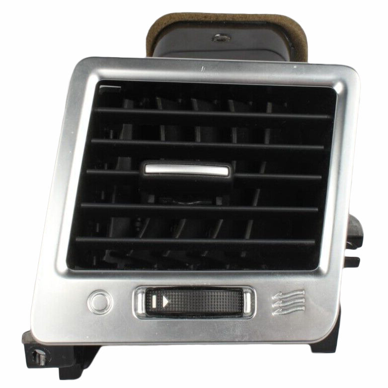 Range Rover outer vent with adjustable black slats and silver frame for vehicle air circulation