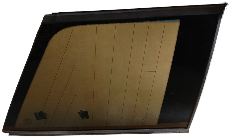 Range Rover Quarter Glass replacement part with tinted window and black frame