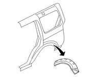 LR3 quarter panel flare part with arrow showing placement on vehicle body frame