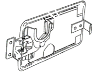 1992-1995 Range Rover Gas Door replacement part showing internal latch mechanism and mounting brackets