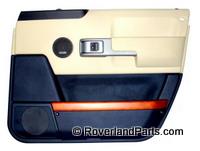2003-2006 Range Rover Door Trim Panel in beige and black with handle and speaker section