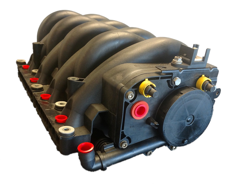 2003 Range Rover 4.4 HSE intake manifold replacement part in black with red and yellow connectors