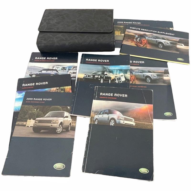Land Rover Range Rover parts case with owner's manuals and guides for vehicle maintenance
