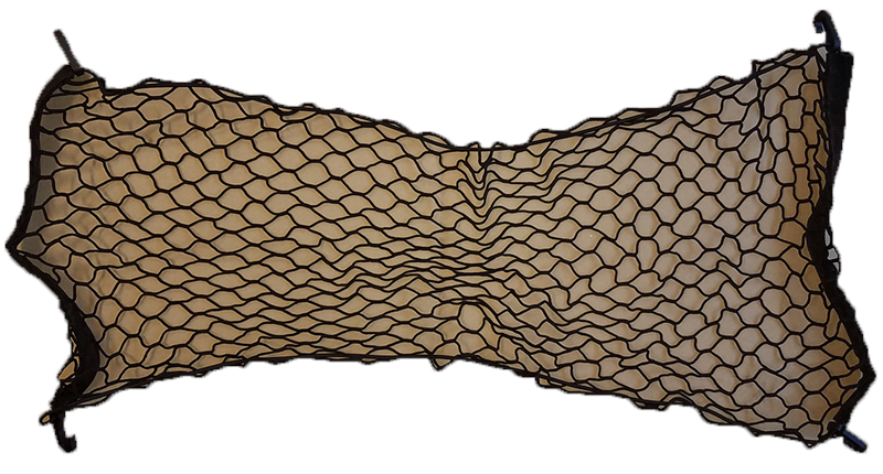 Cargo net organizer for securing items in Range Rover HSE trunk or cargo area