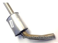 Silver Range Rover Muffler with inlet and outlet pipes for exhaust system replacement