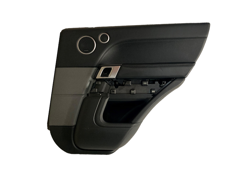 Black and gray Range Rover Sport Door Panel replacement part with speaker and handle mounting features
