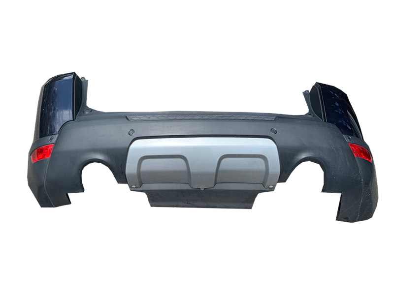 Black Range Rover rear bumper with silver skid plate and red reflectors