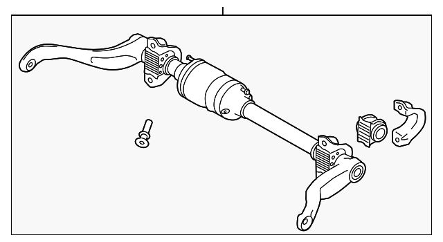Range Rover rear sway bar with mounting brackets and hardware for vehicle suspension